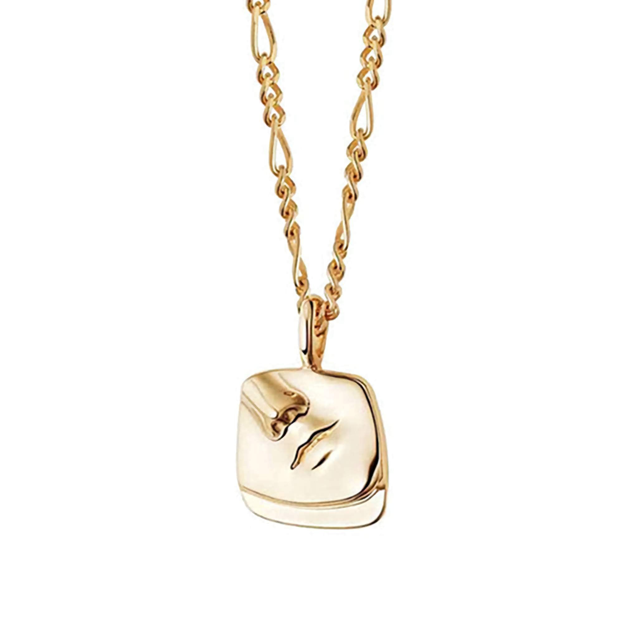 18K Gold Abstract Face Pendant Necklace