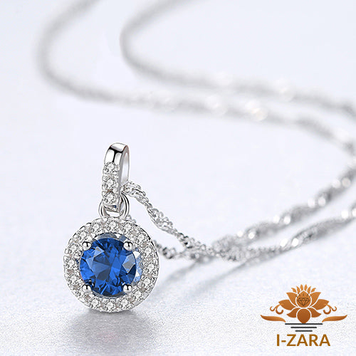 Best Classic Rhodium Plated Round-cut Sapphire Gemstone Necklace 2021