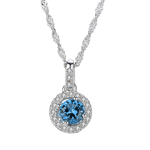 Best Classic Rhodium Plated Round-cut Sapphire Gemstone Necklace 2021
