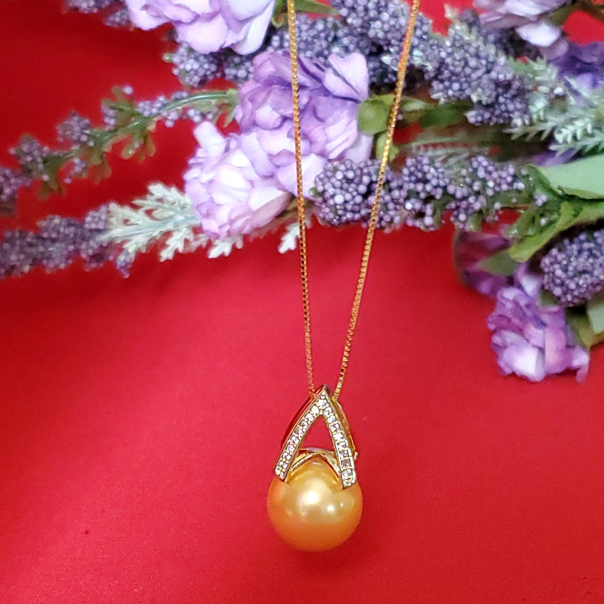 Women's 18k Plated 925 Sterling Silver Gold Pearl Pendant Necklace