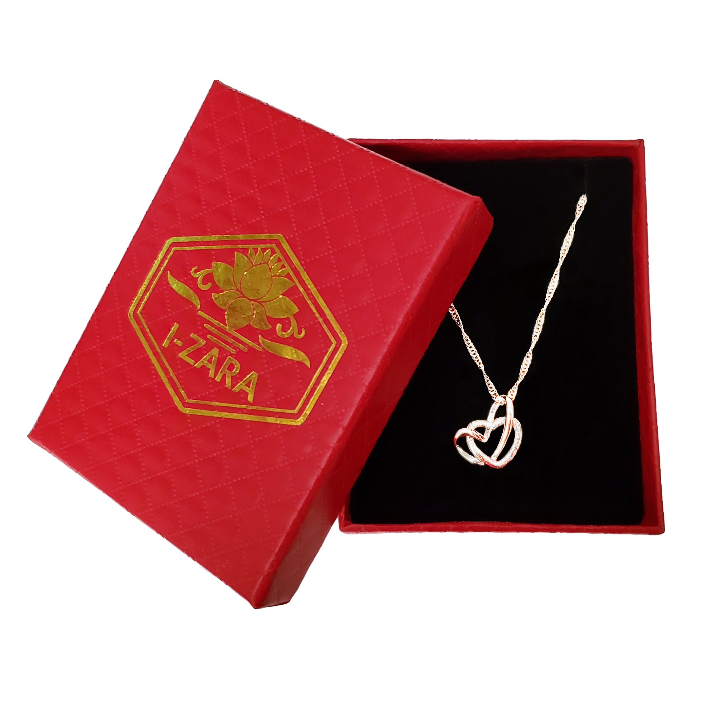 Women's Classic Great Quality 18K White Gold Double Heart Pendant