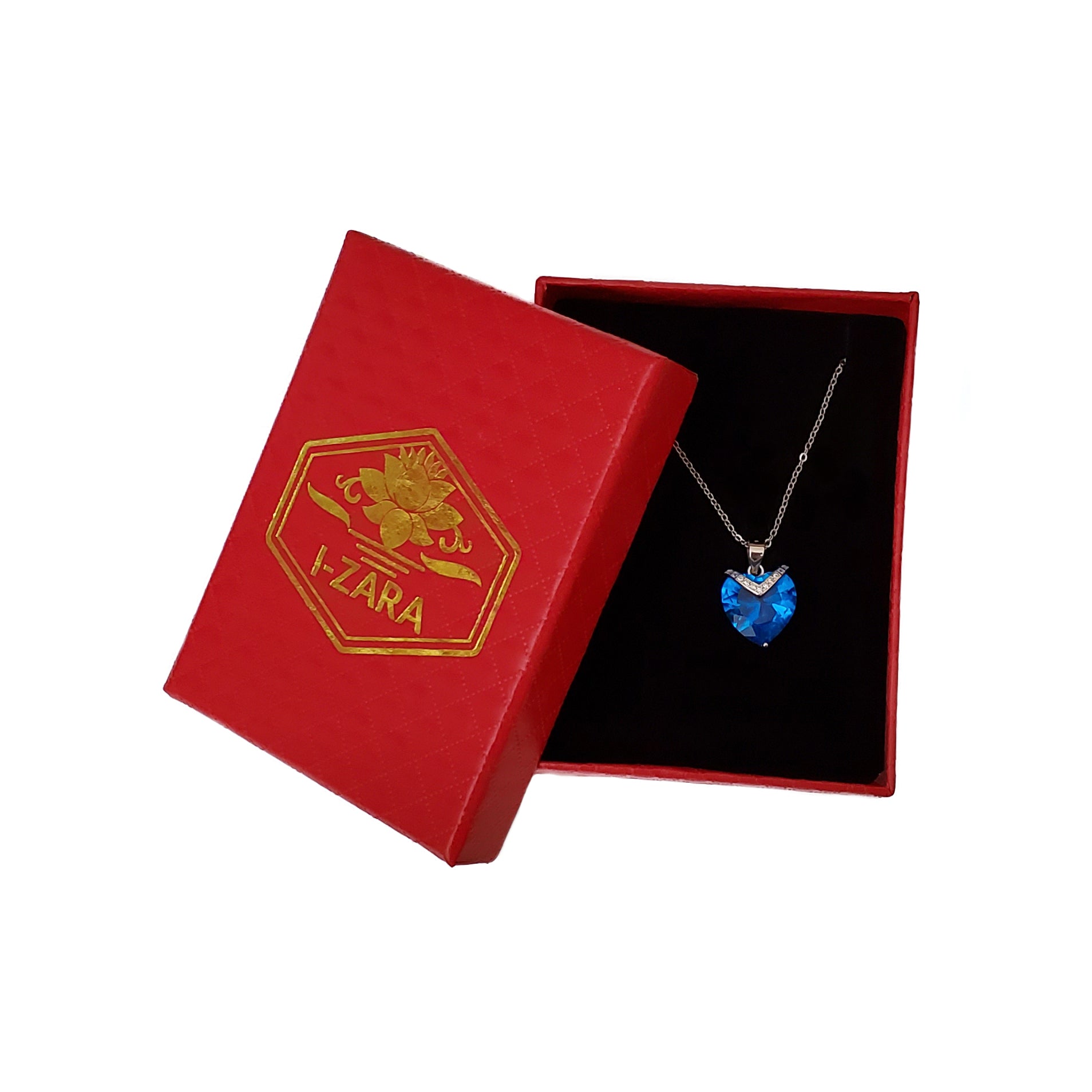 I-ZARA Blue Crystal Heart Necklace