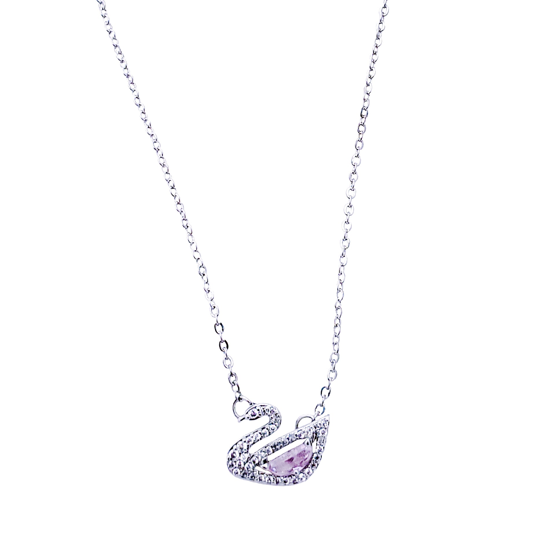 SWAROVSKI Black Crystal Swan Necklace in Rose Gold