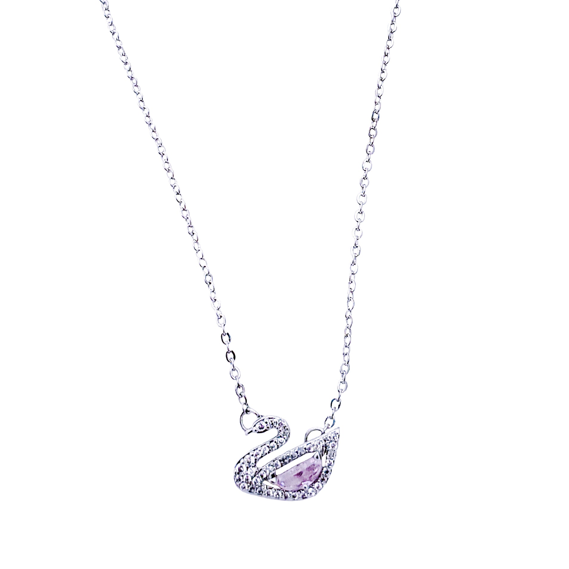 18k White Gold Swarovski Swan Pendant Necklace Online