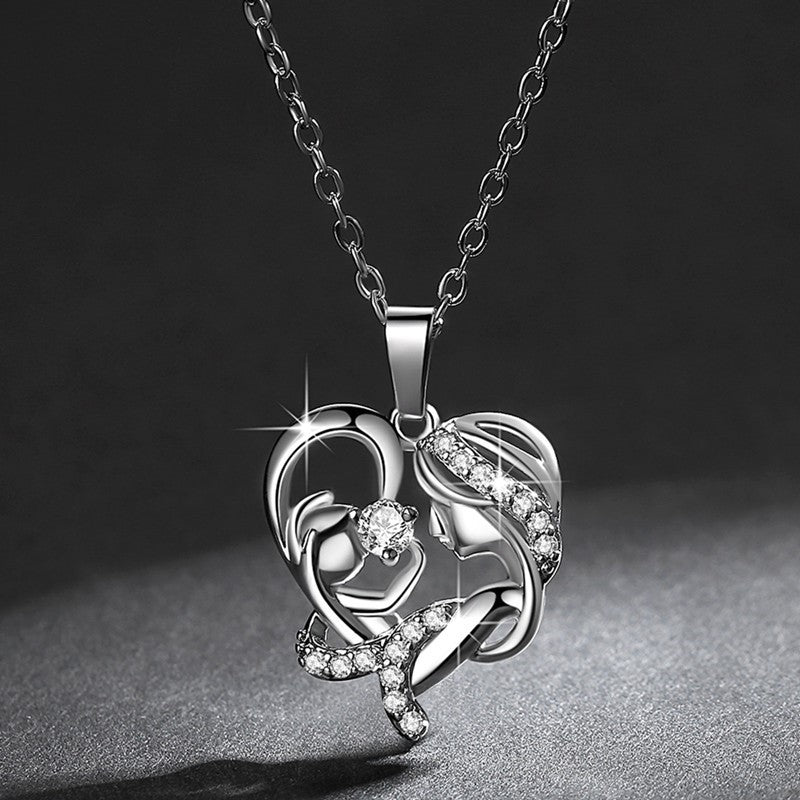 Best Beautiful Classic Mother and Child Loving Heart Unique Necklace