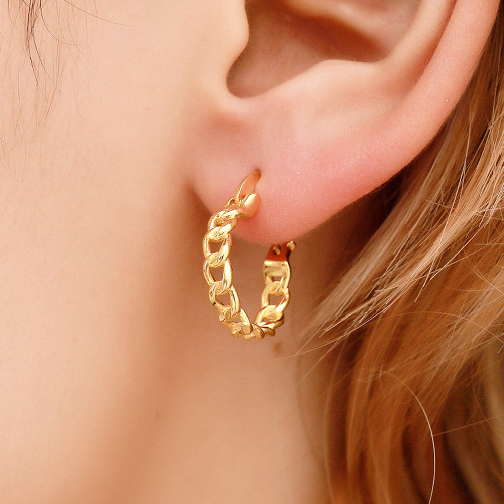 cuban link hoop earrings