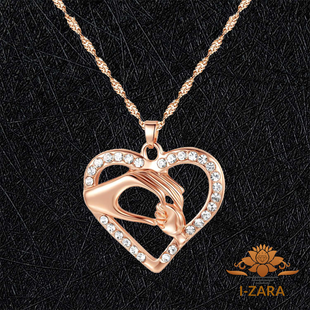 Rose Gold Mother and Child Hand in Hand Pendant Necklace Online 