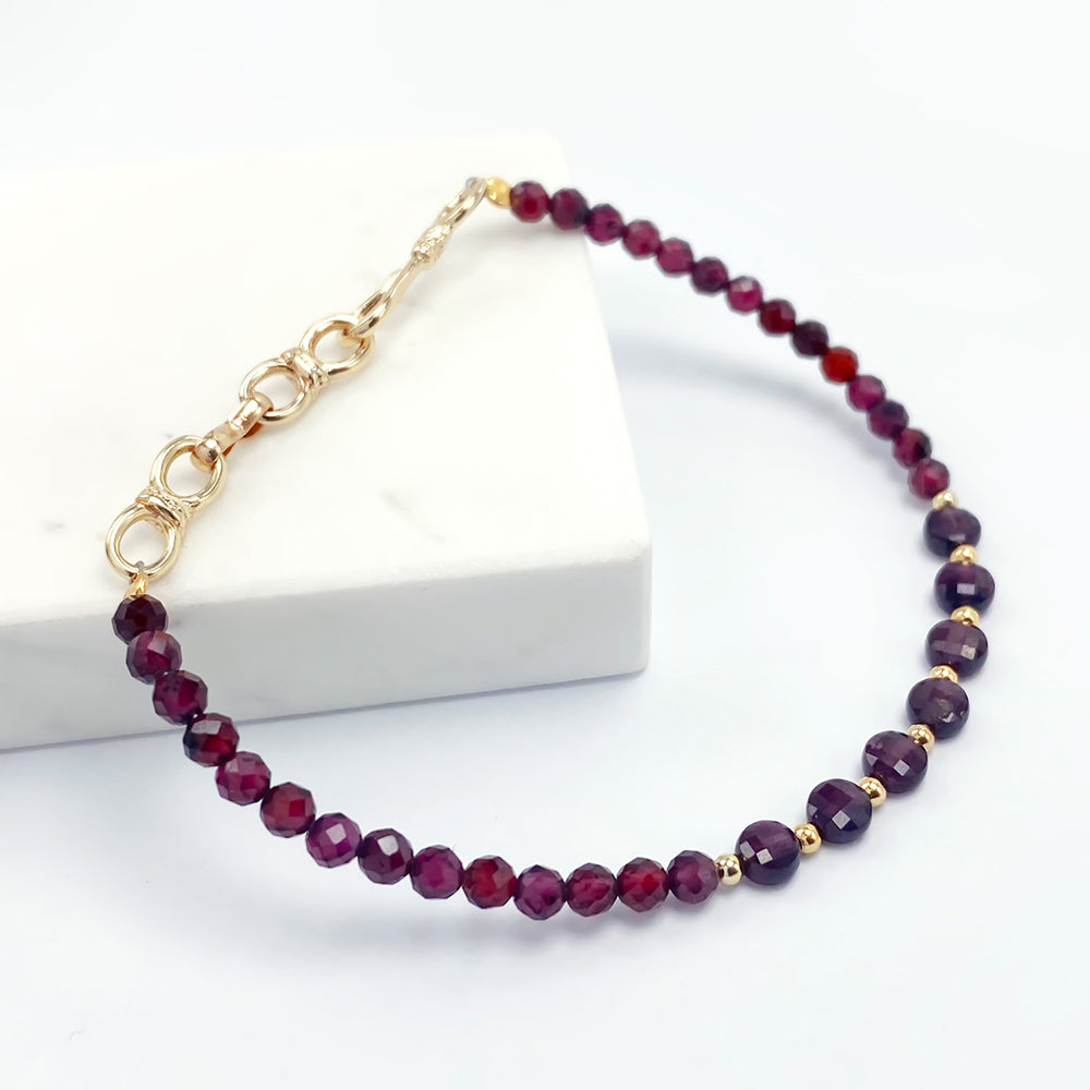 Garnet with Infinity Charm Bracelet