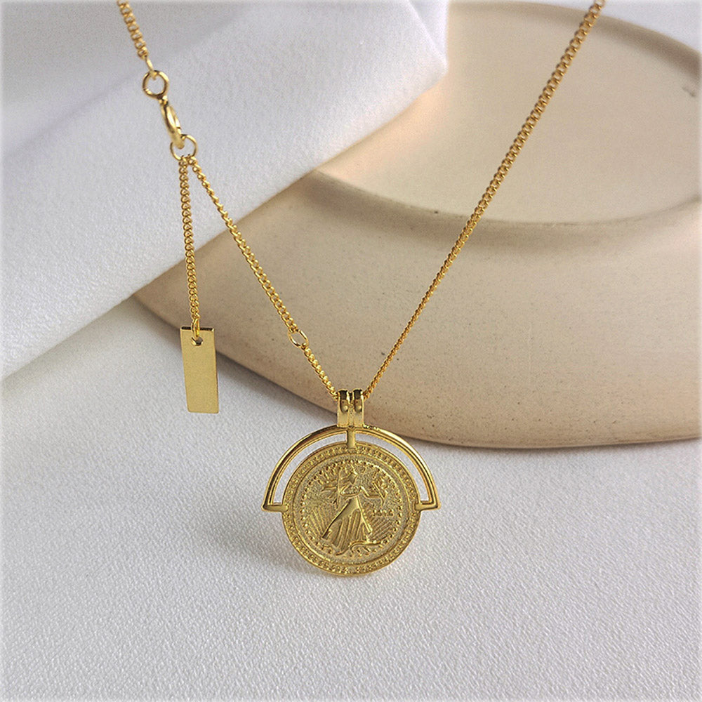 Venus necklace, Gold Coin Pendant, Athena Necklace