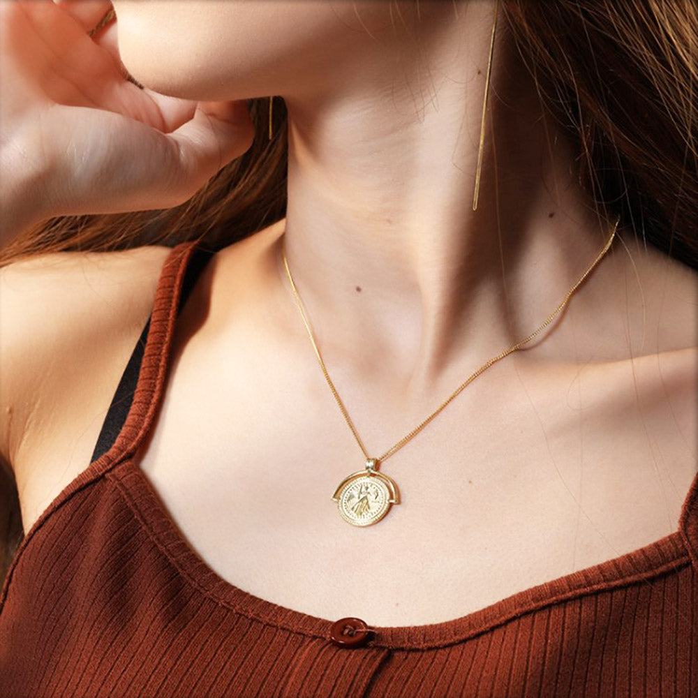 Venus necklace, Gold Coin Pendant, Athena Necklace