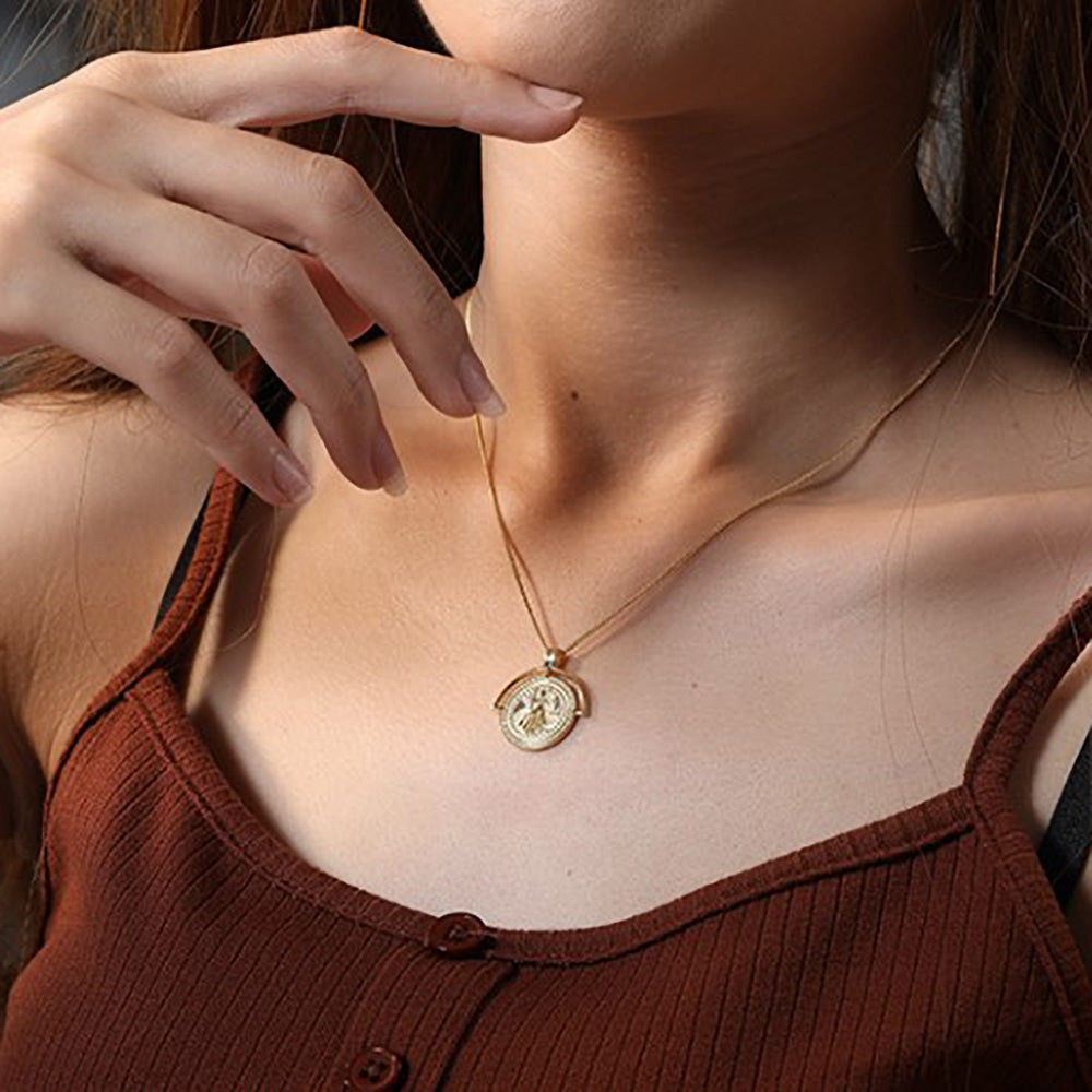 Venus necklace, Gold Coin Pendant, Athena Necklace