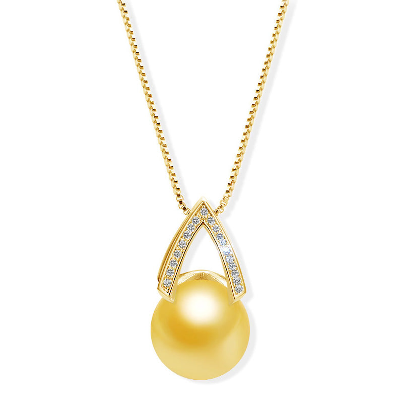 Women's 18k Plated 925 Sterling Silver Gold Pearl Pendant Necklace