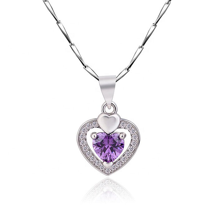 Elevated 925 Sterling Silver Cubic Zirconia Heart Pendant Necklace