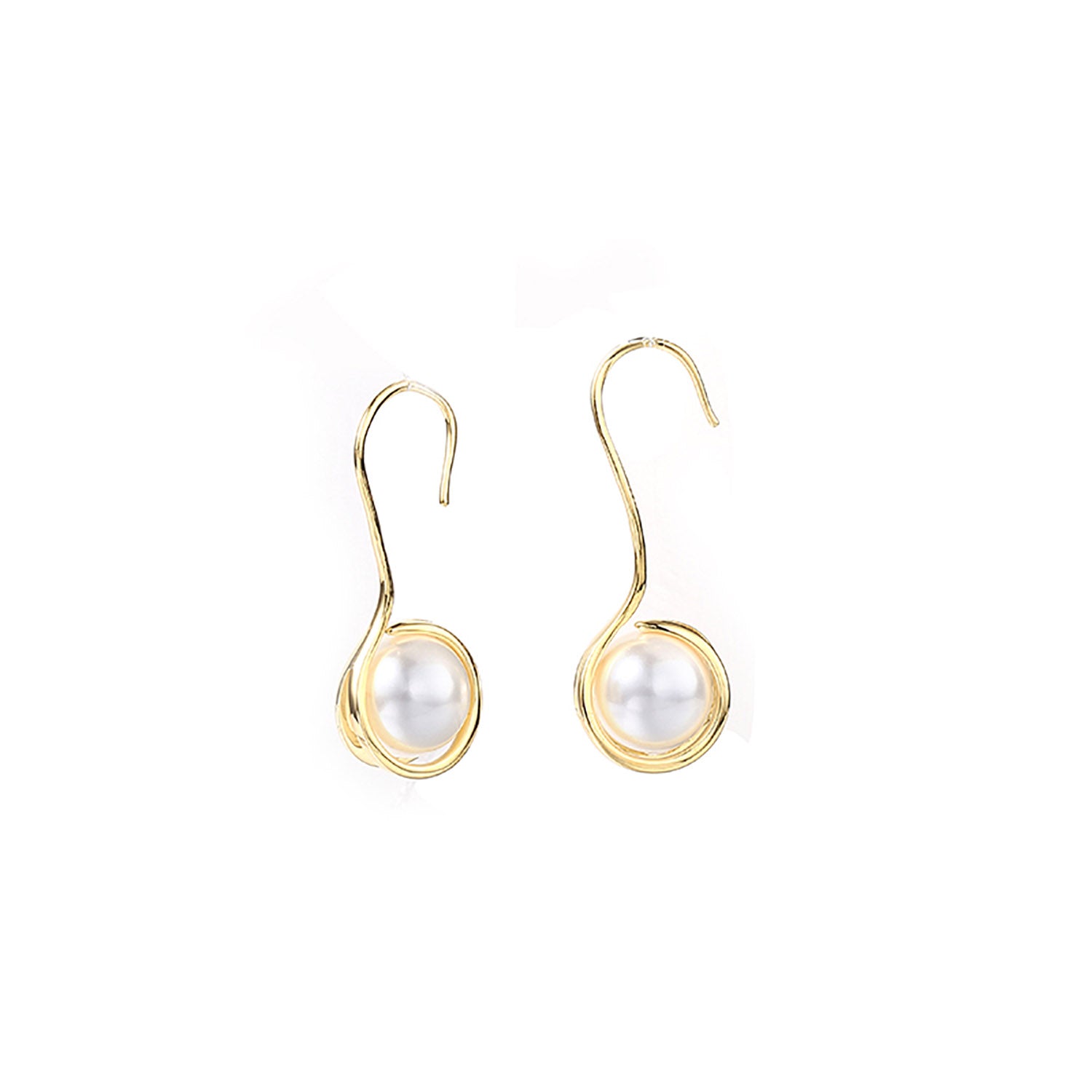 18k Gold Pearl Hook Earrings