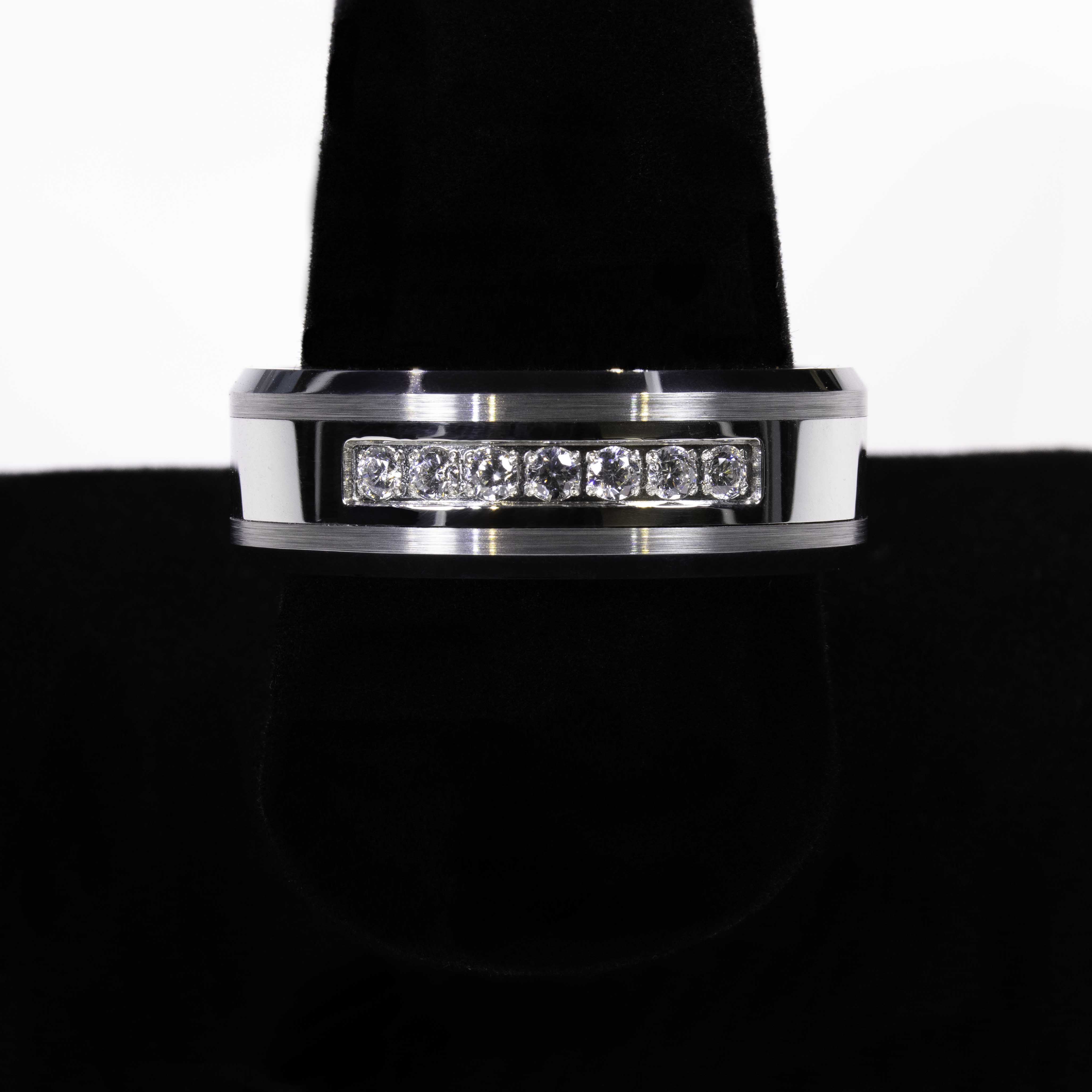 Classic 8mm Wedding Band 1/5 Ct Tdw Diamonds Tungsten Carbide