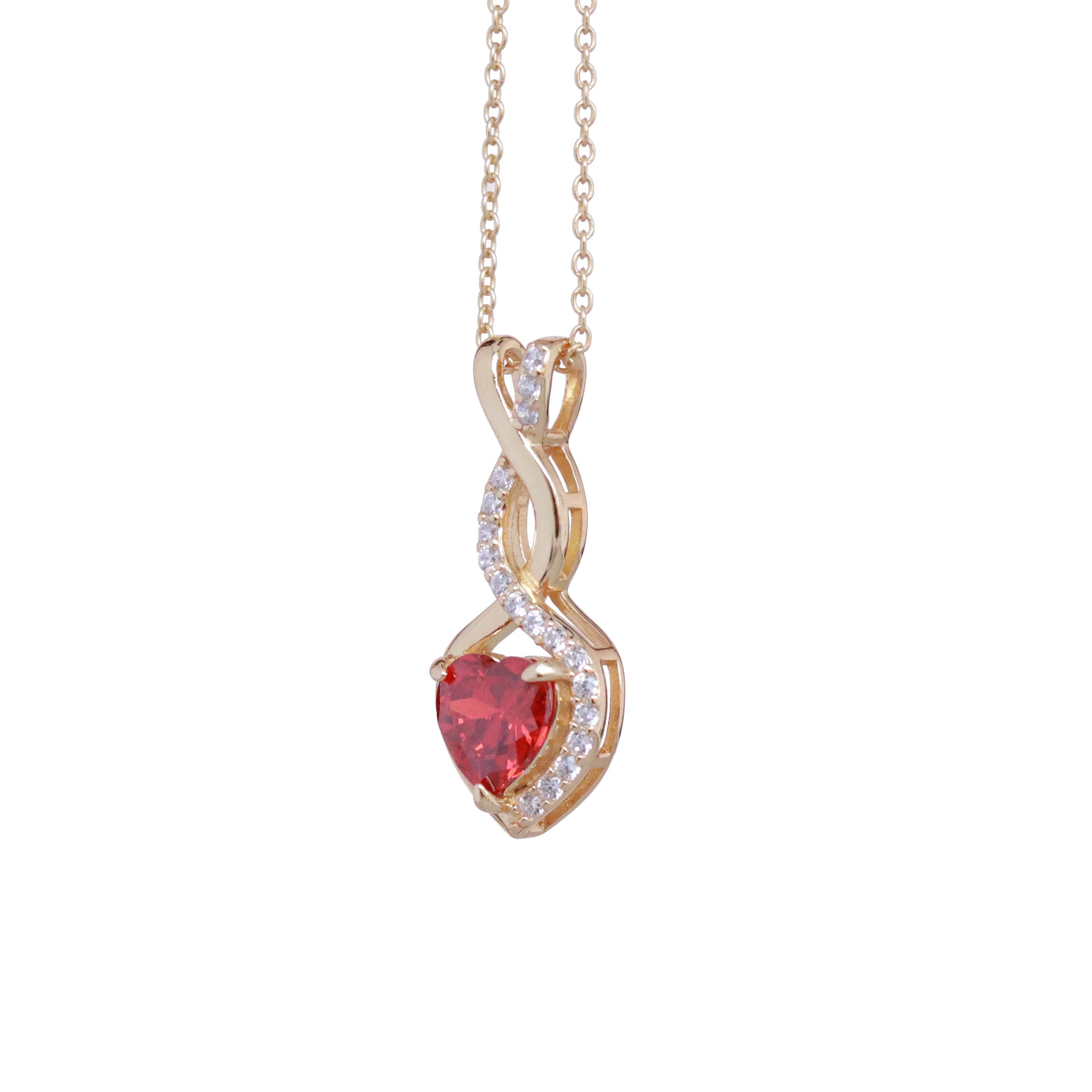 Women's Classic Orange-red Infinity Heart Pendant With Diamonds