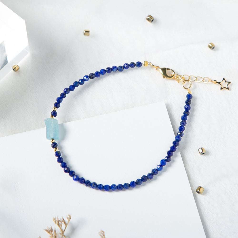 Lapis with Aquamarine Natural Stone Bracelet