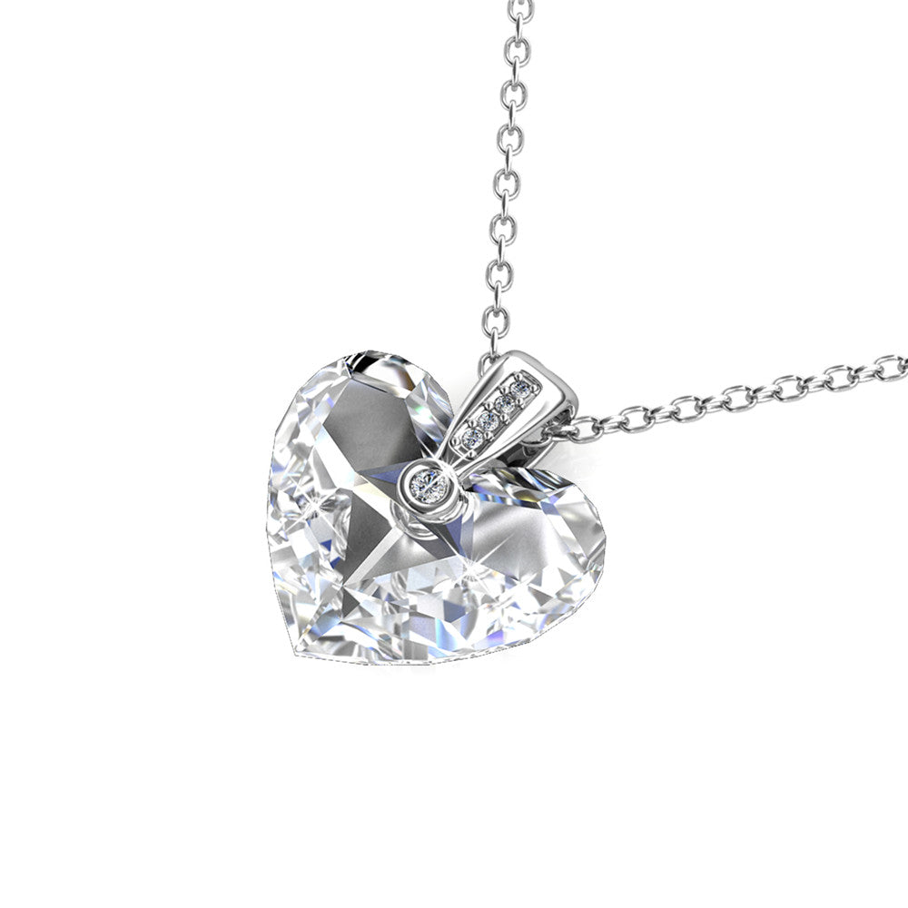Best Women's Rhodium Plated Heart Necklace Made With Swarovski Crystal