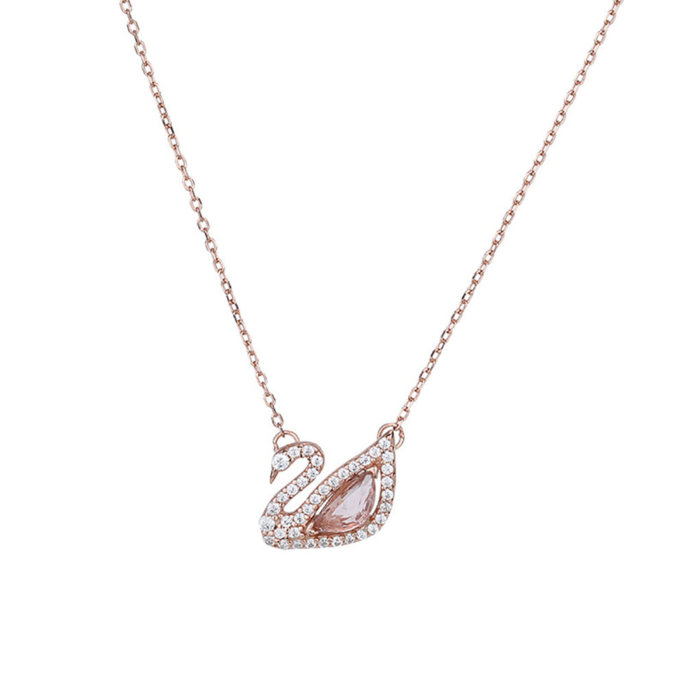 Rose Gold Swarovski Swan Pendant Necklace