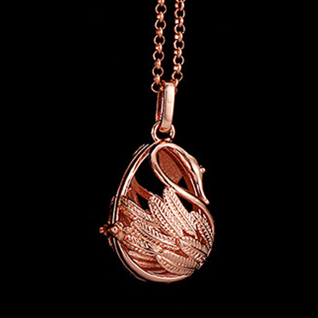 Women's Swan Essential Oil Diffuser Shaped Necklace With Lava Stones