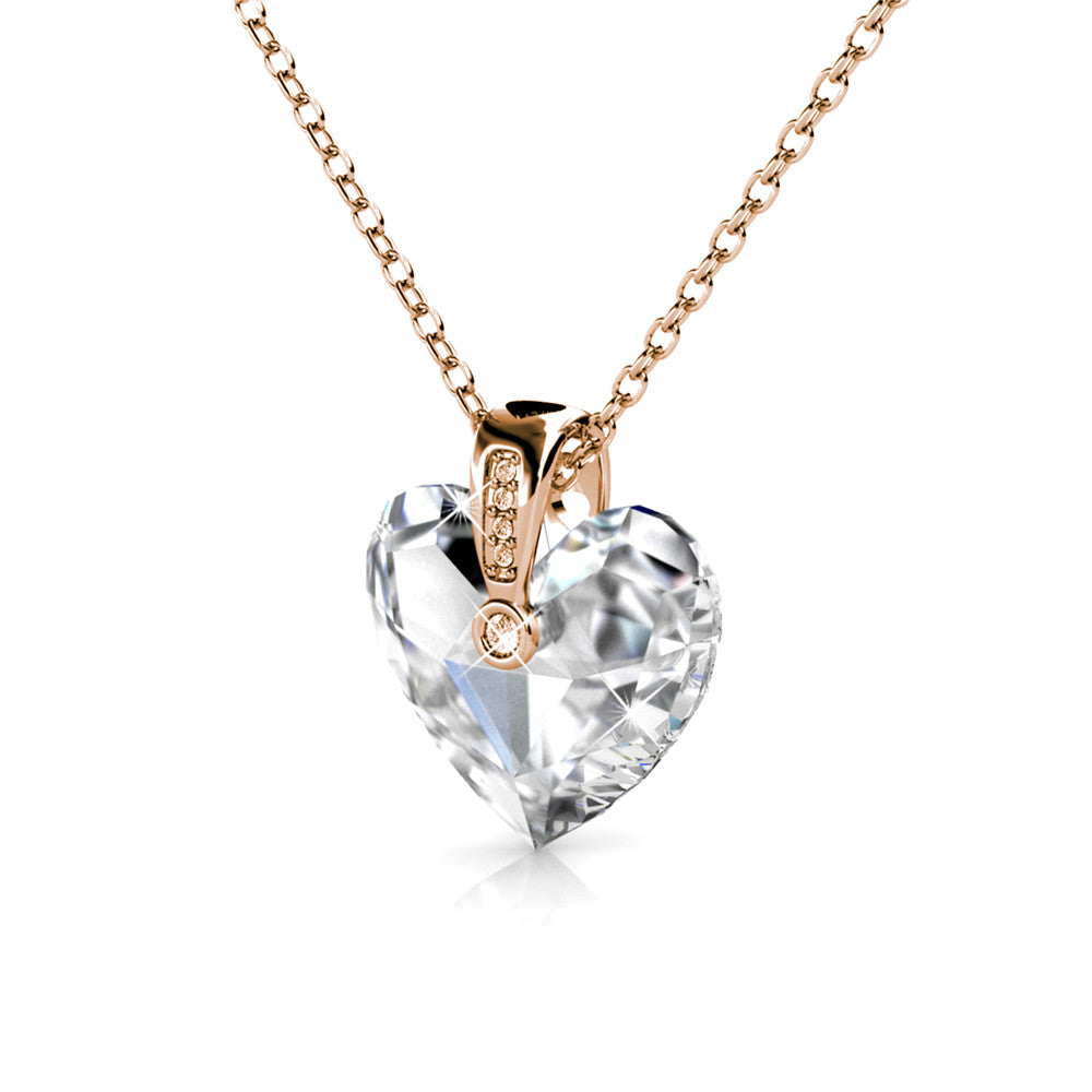 Rose Gold Crystal Heart Necklace Made With Swarovski Crystal Online