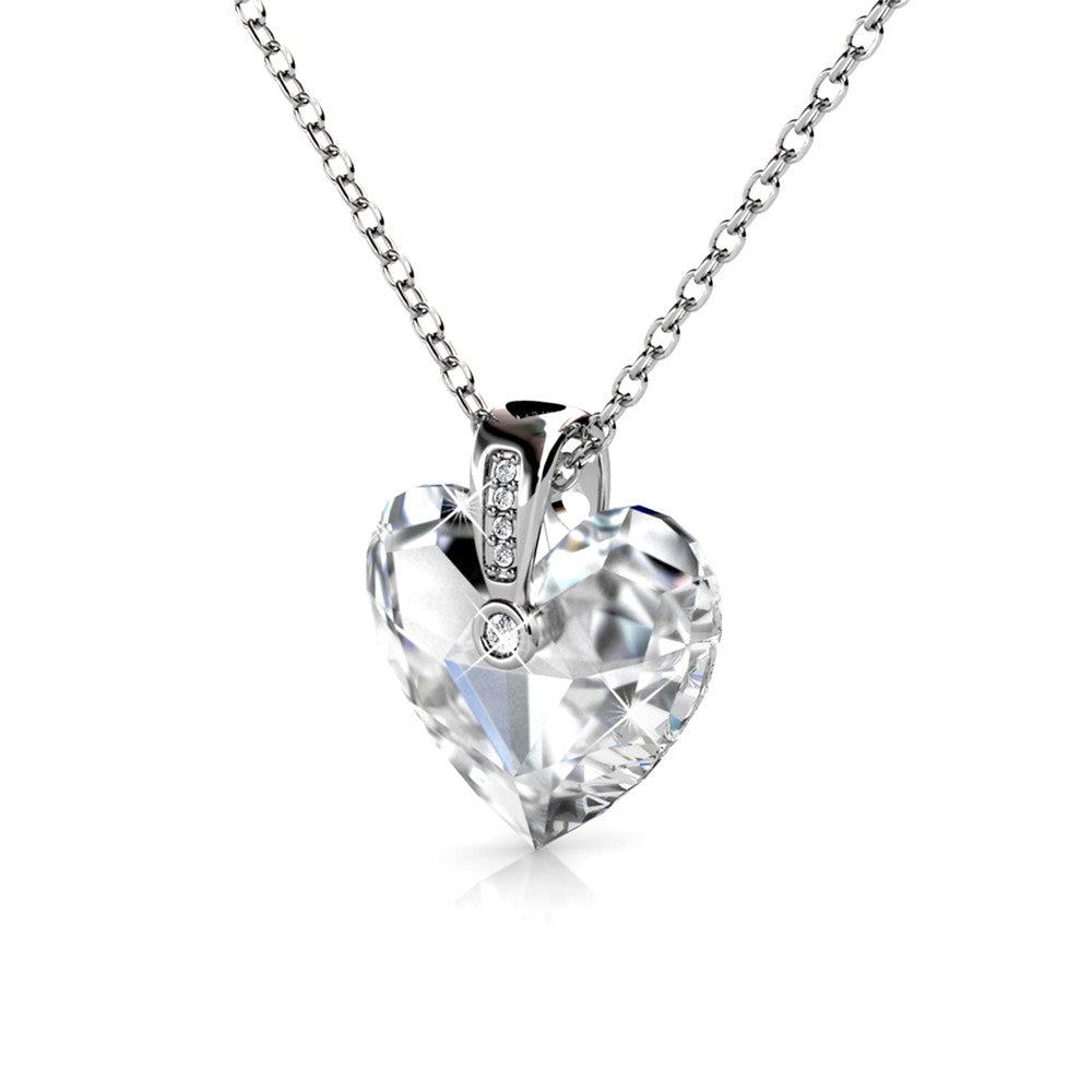 Best Women's Rhodium Plated Heart Necklace Made With Swarovski Crystal