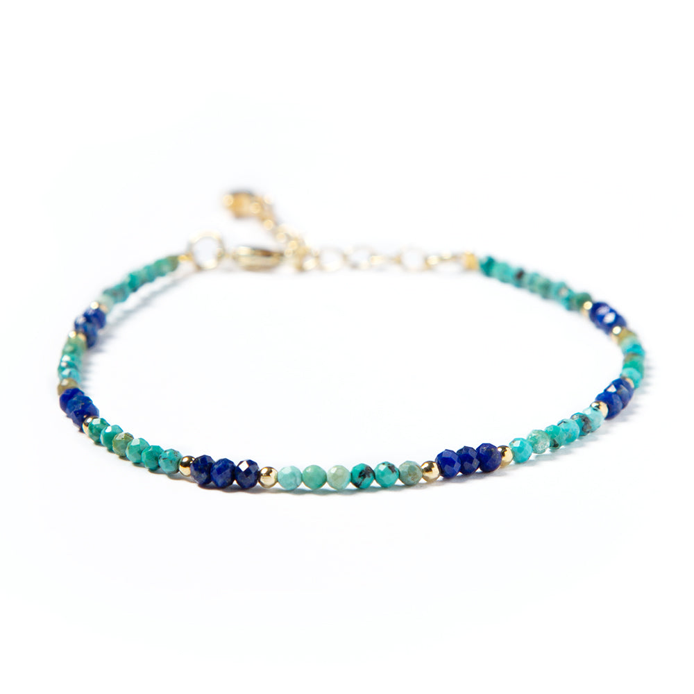 Muti-faceted Turquoise and Lapis Natural Stone Bracelet
