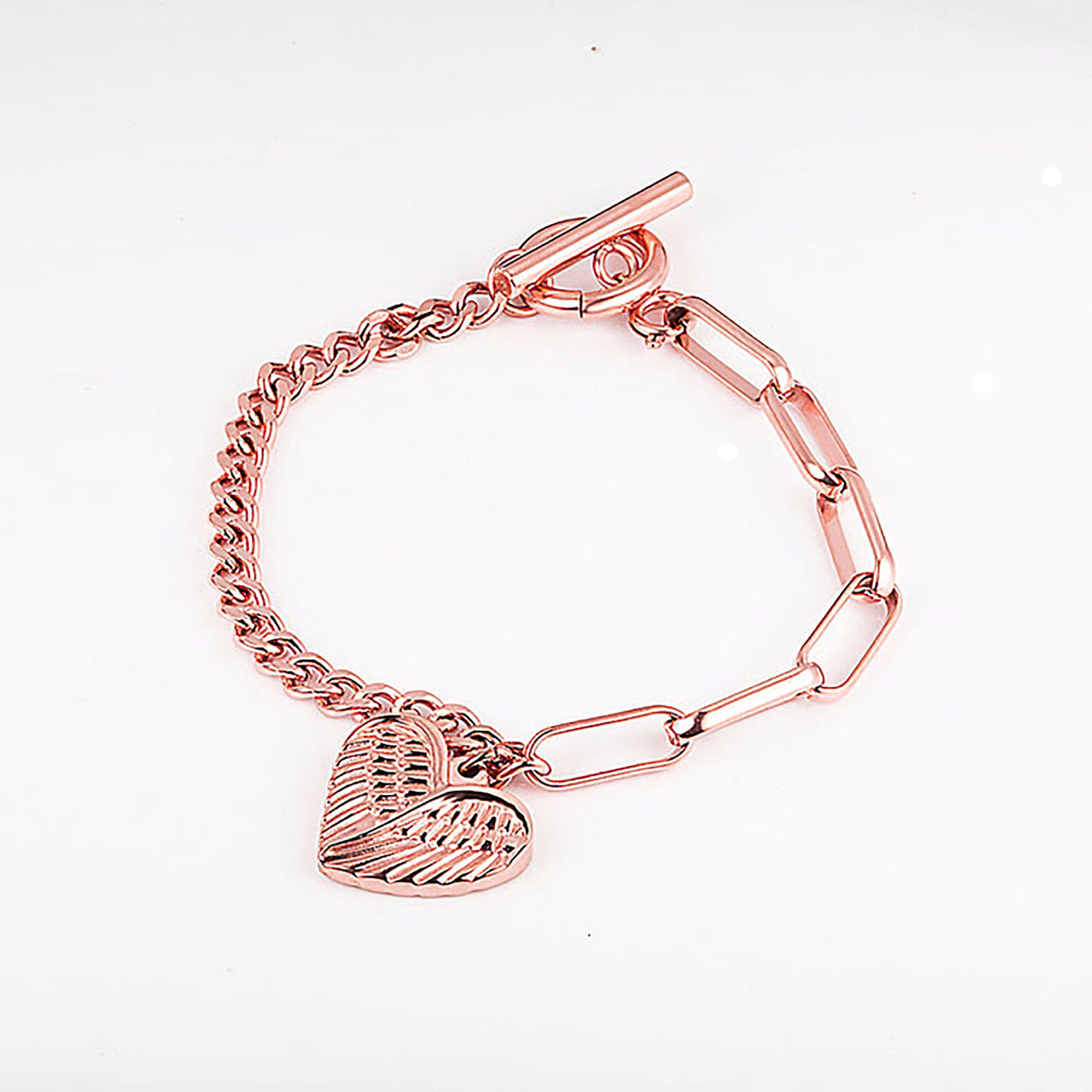 Best Classic Stainless Steel Angelwing Heart Charm Unique Bracelet