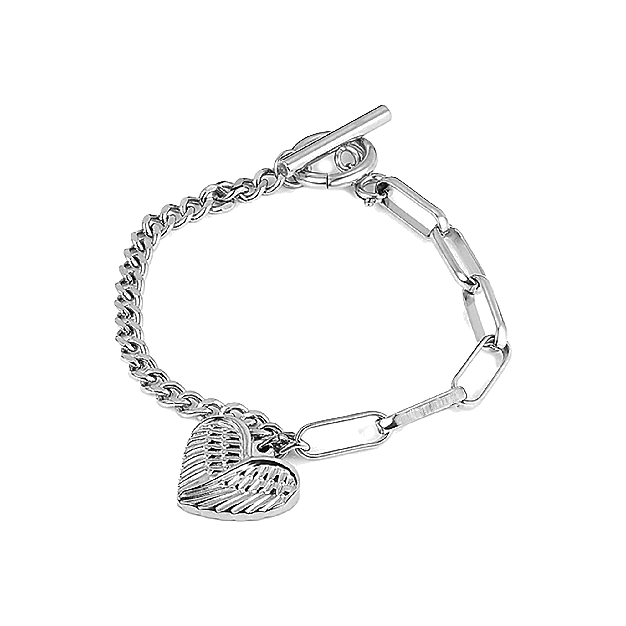 Best Classic Stainless Steel Angelwing Heart Charm Unique Bracelet