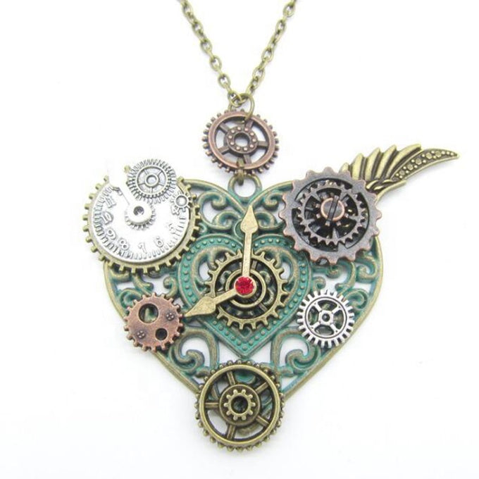 Women High Quality Steampunk Vintage Mechanical Heart Necklace