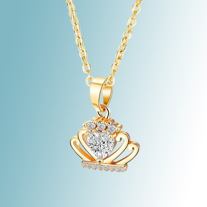 Crown Pendant Necklace Women's White Gold Plated 925 I-ZARA