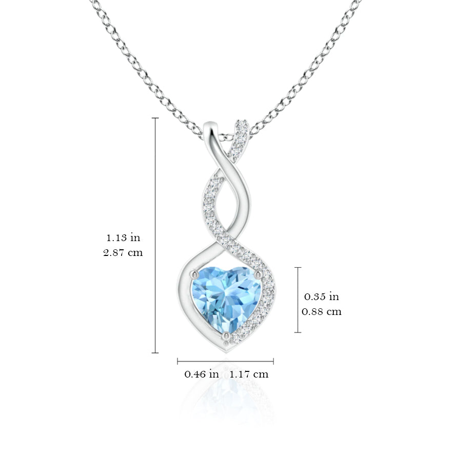 Aquamarine Infinity Heart Pendant With Diamonds for Beautiful Girls