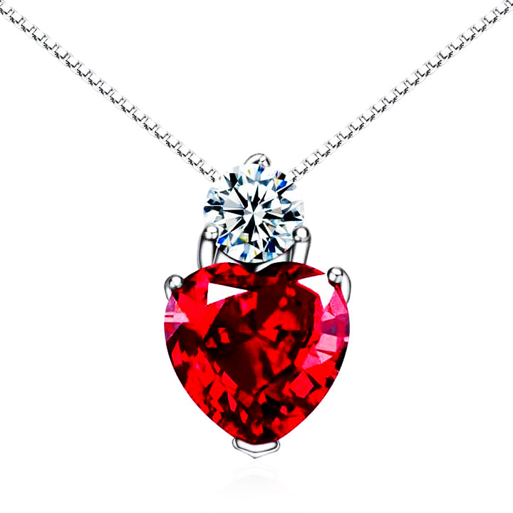 Women's Classic Nickel Free 925 Sterling Silver Garnet Necklace