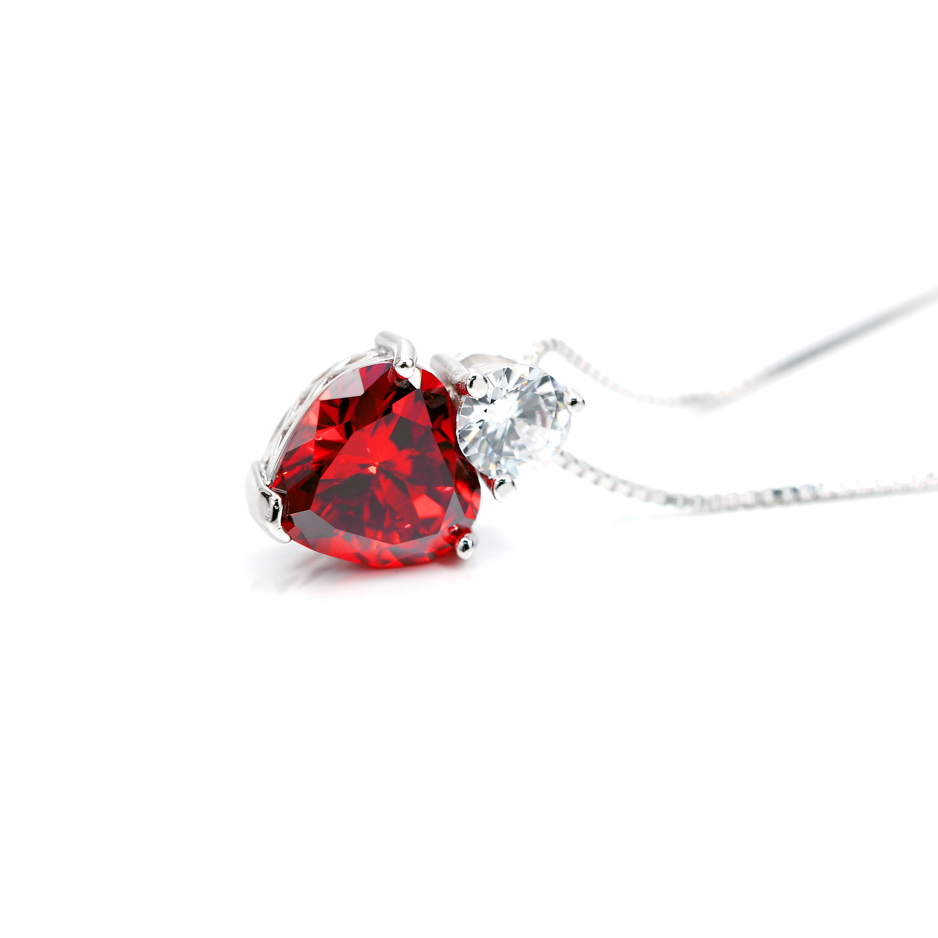 Women's Classic Nickel Free 925 Sterling Silver Garnet Necklace