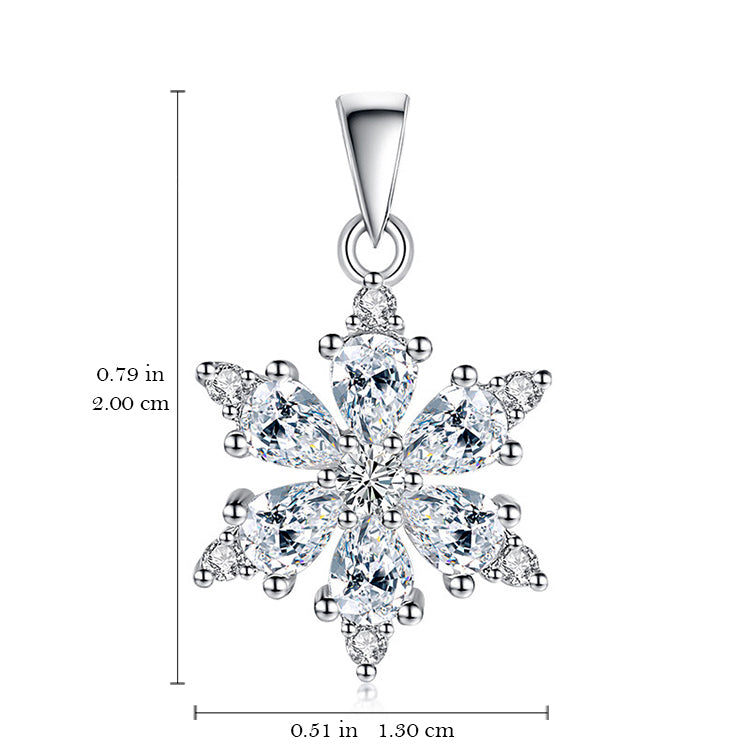 Women's Classic Great Quality 925 Sterling Silver Snowflake Necklace