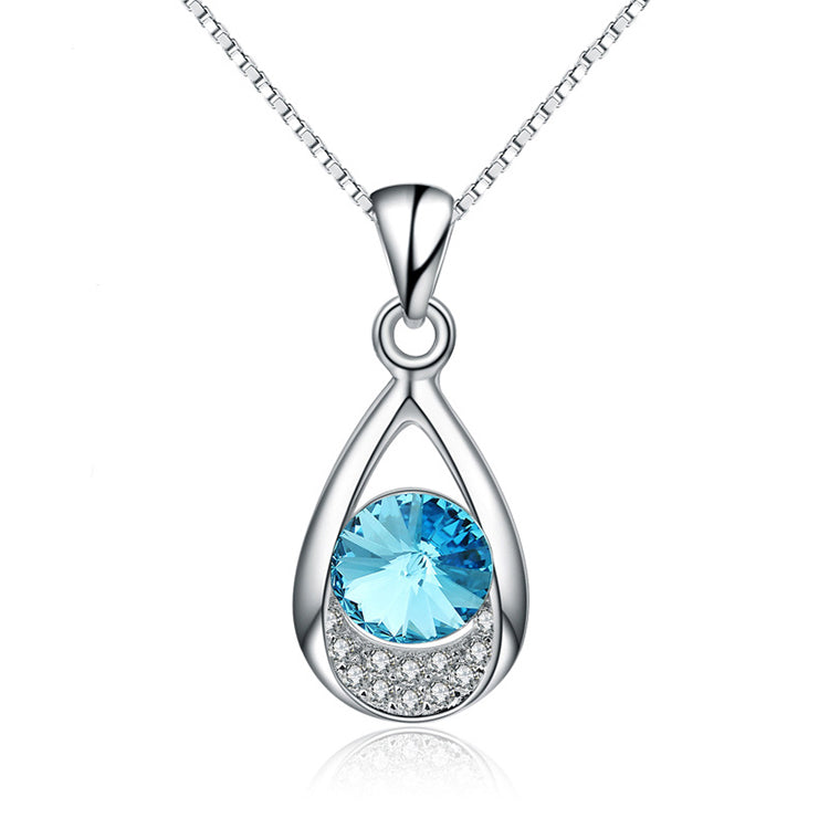 Women's 925 Sterling Silver Teardrop Beautiful Crystal Necklace Online