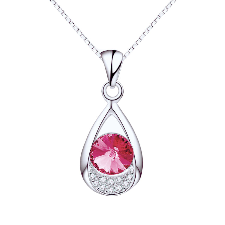 Women's 925 Sterling Silver Teardrop Beautiful Crystal Necklace Online